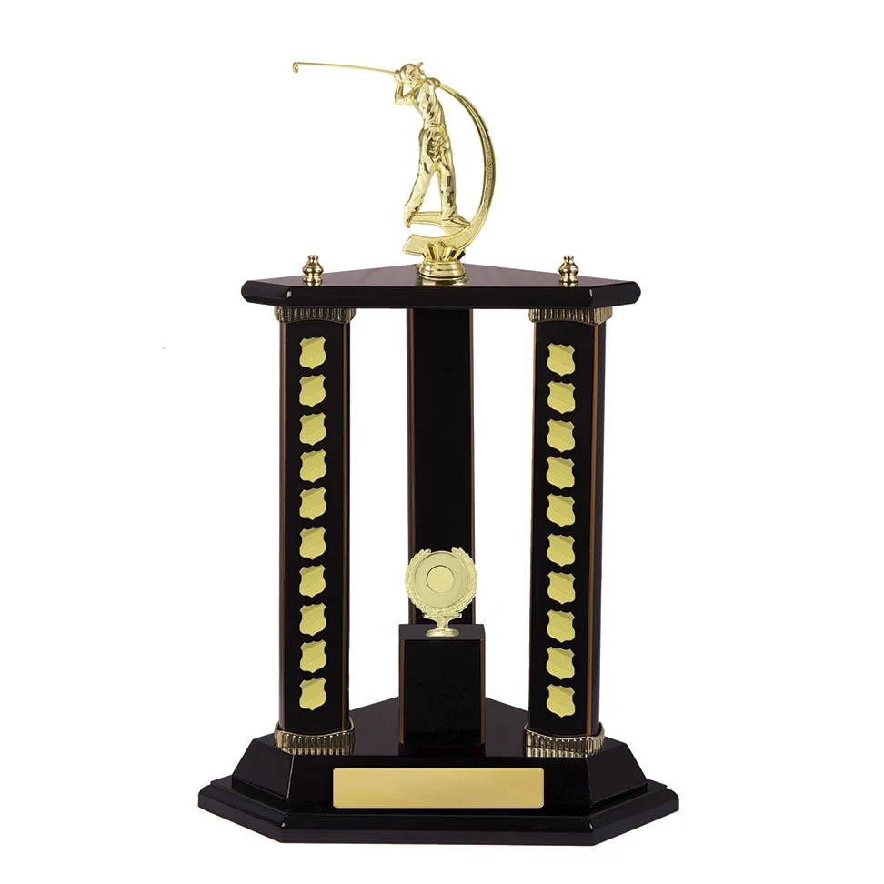 -gold Dark brown / gold timber buildup golf with timber / plastic construction