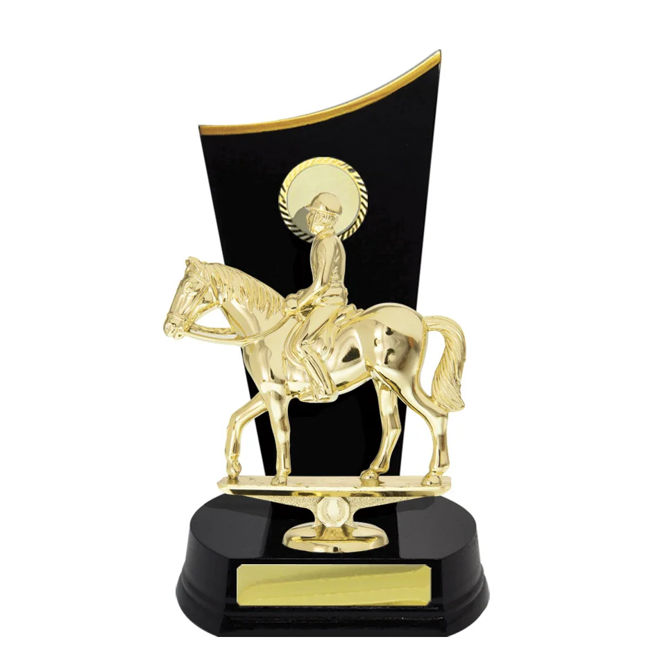 Dark brown / gold timber buildup horses male with plastic / timber construction