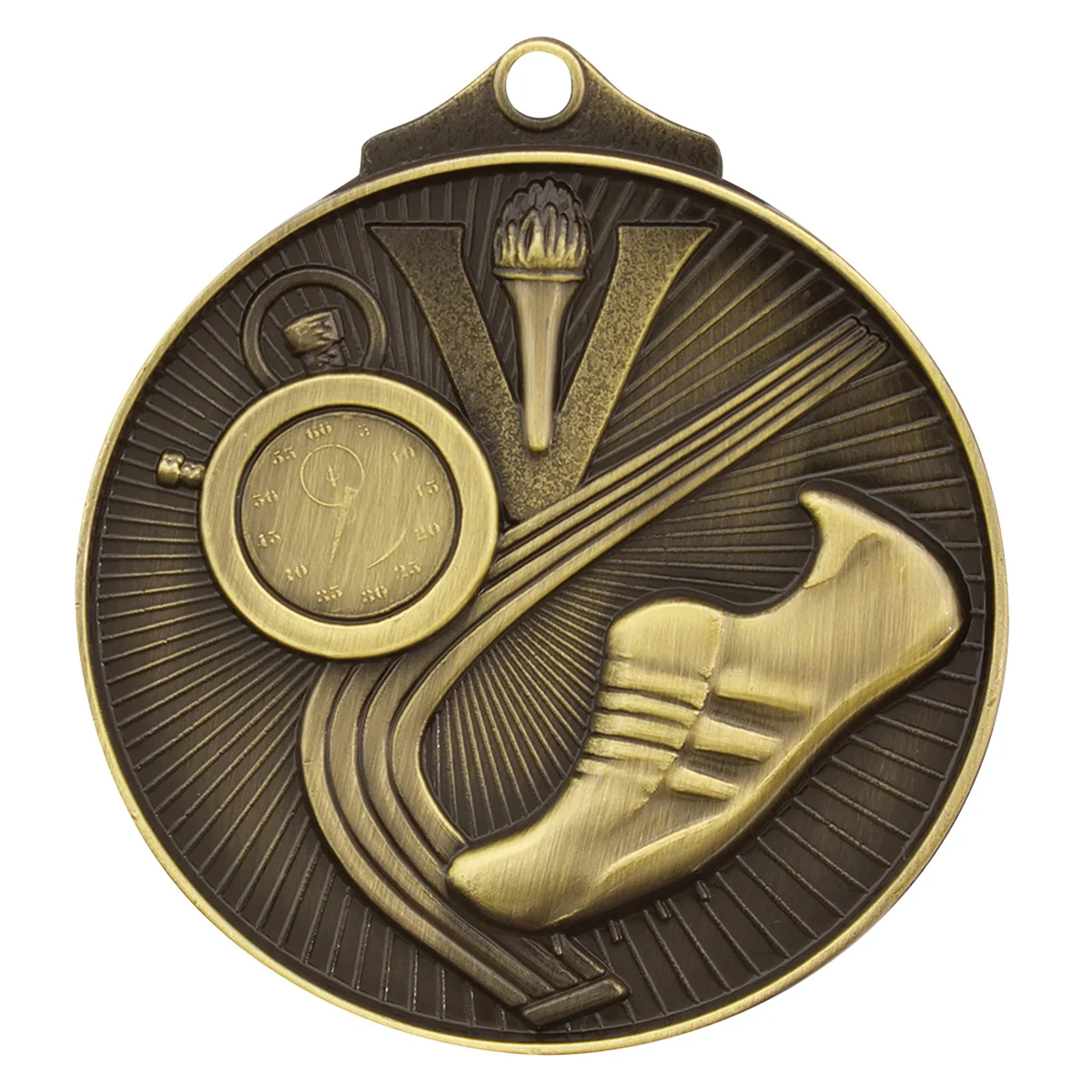 md901g-gold Gold track medal with metal construction