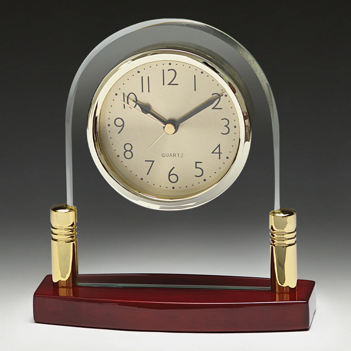 cl108-grey-bg Traveller clock with glass / metal / timber construction