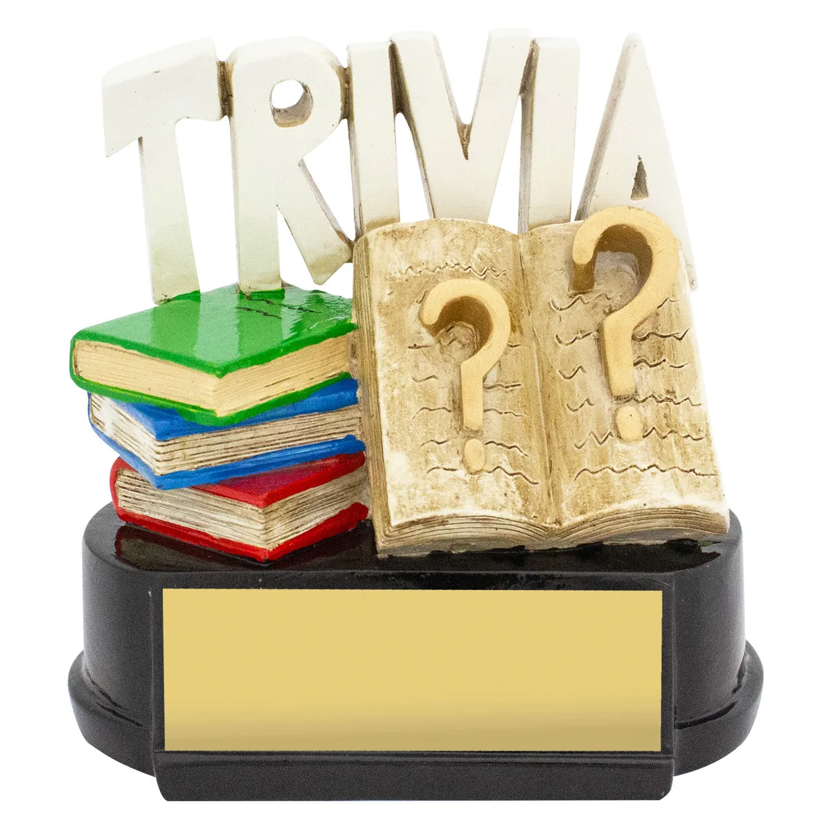 Trivia trophy with resin construction