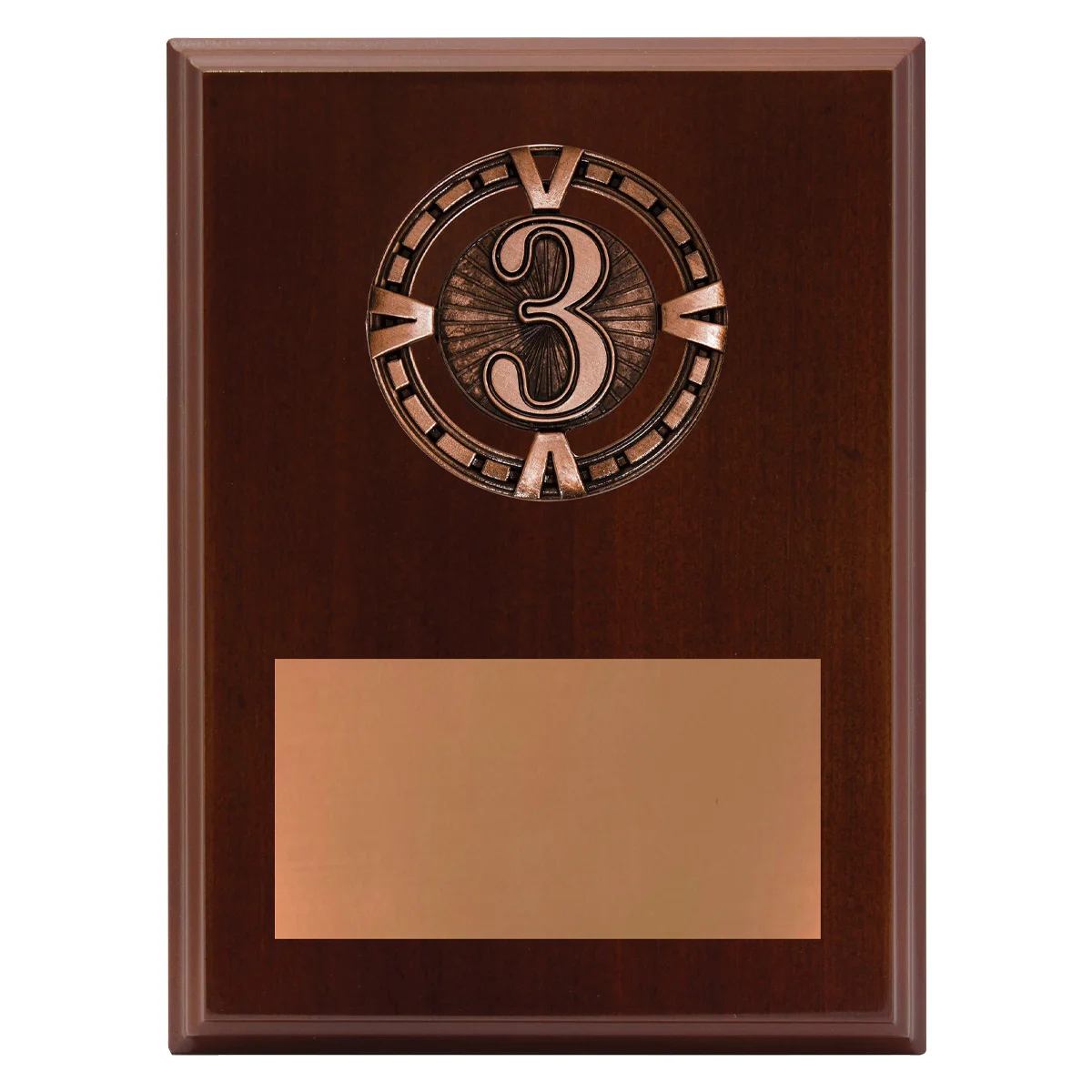 pv653-walnut Walnut varsity plaque - 3rd with timber / metal construction