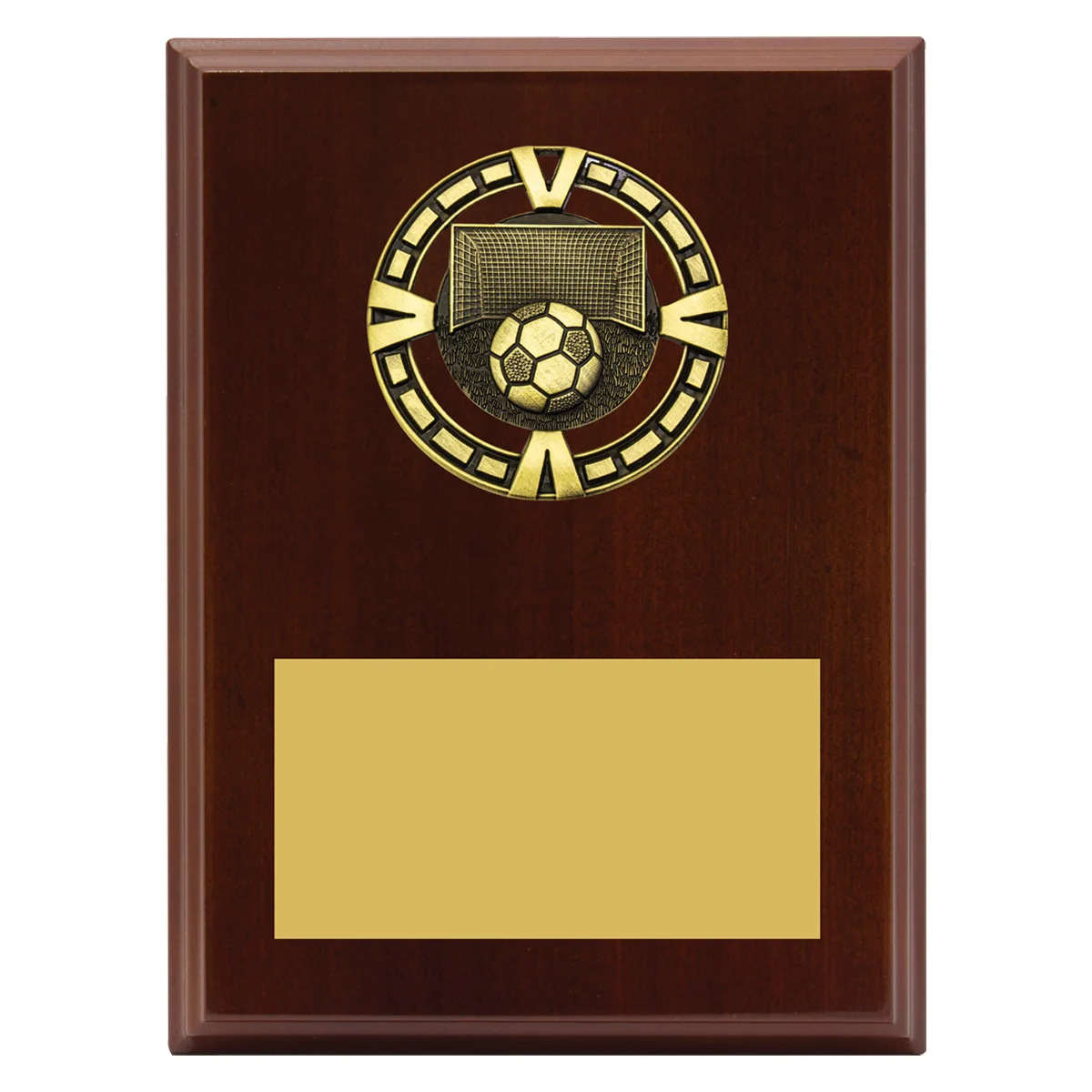 pv604-walnut Walnut varsity plaque - football with timber / metal construction