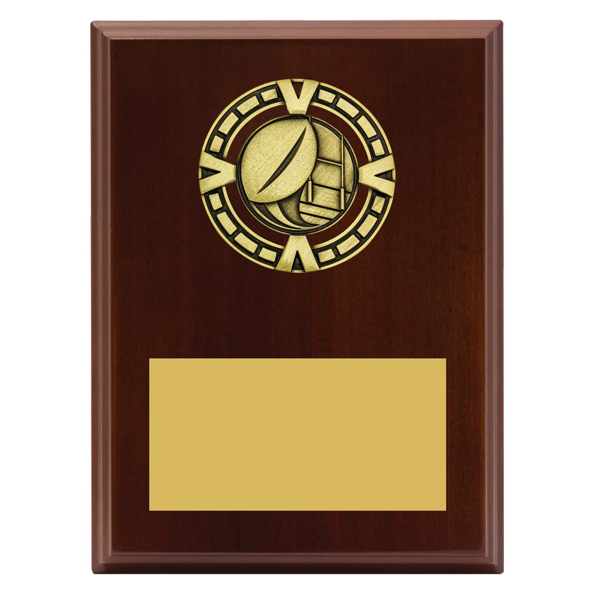 pv613-walnut Walnut varsity plaque - league / union with timber / metal construction