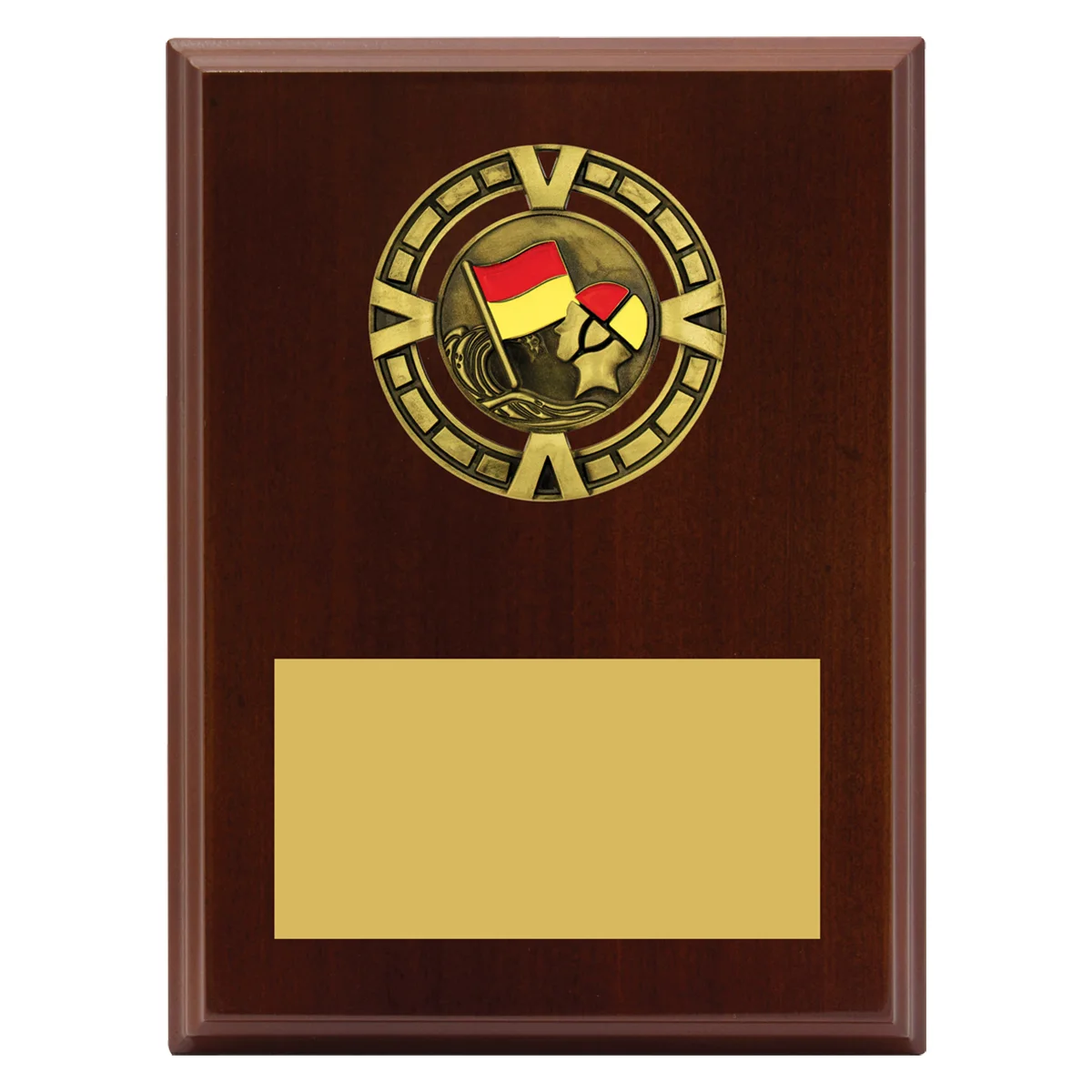 pv658-walnut Walnut varsity plaque - lifesaving with timber / metal construction