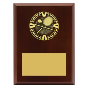 Walnut varsity plaque - tennis with timber / metal construction