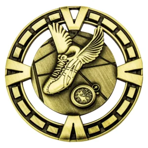 Gold varsity track with metal construction