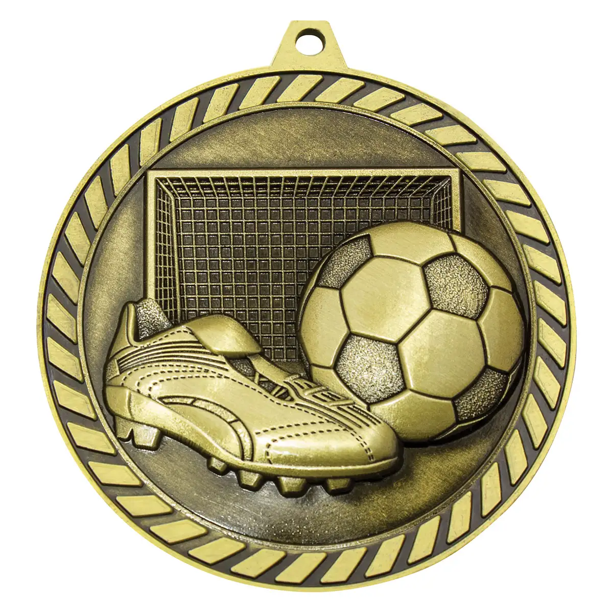 mmv680g-gold Gold venture medal football with metal construction