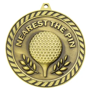 Gold venture medal nearest the pin with metal construction