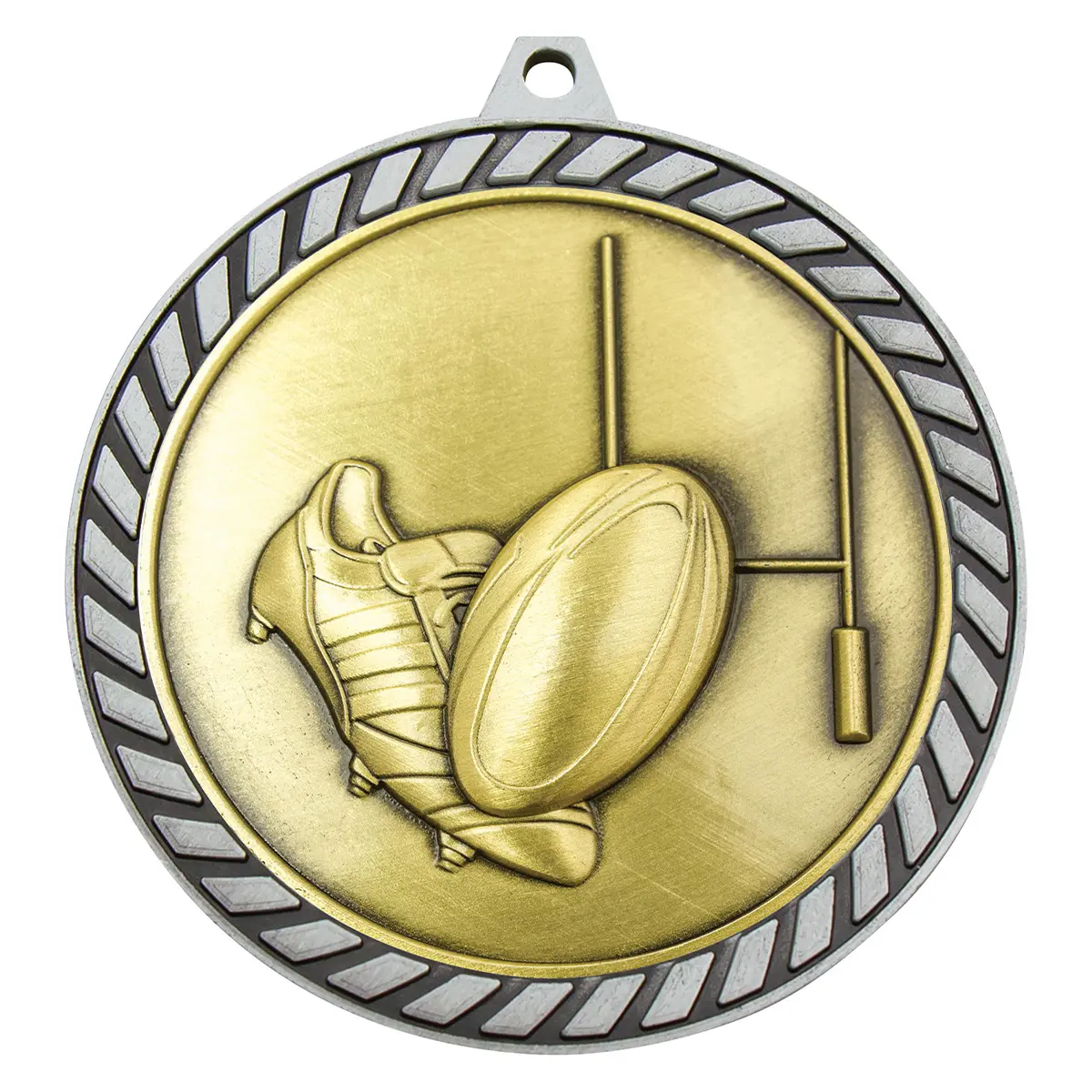Silver venture medal rugby with metal construction