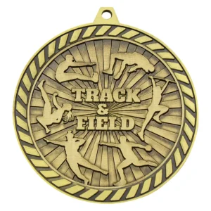 Gold venture medal track & field with metal construction