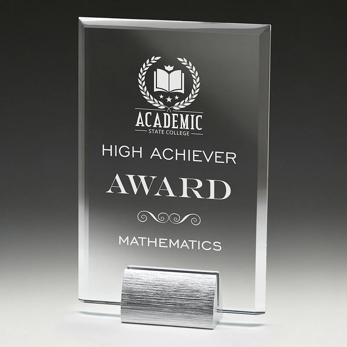 gm101s-grey-bg Vintage glass award with glass / metal construction