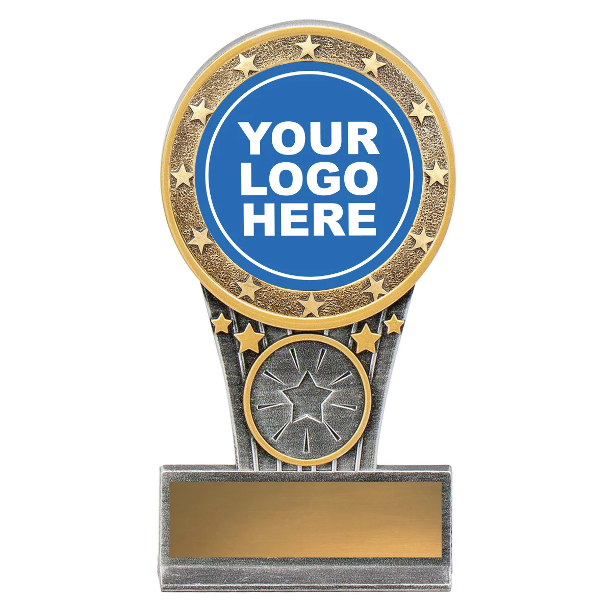 -gold Matte silver / gold virtue plaque with plastic construction