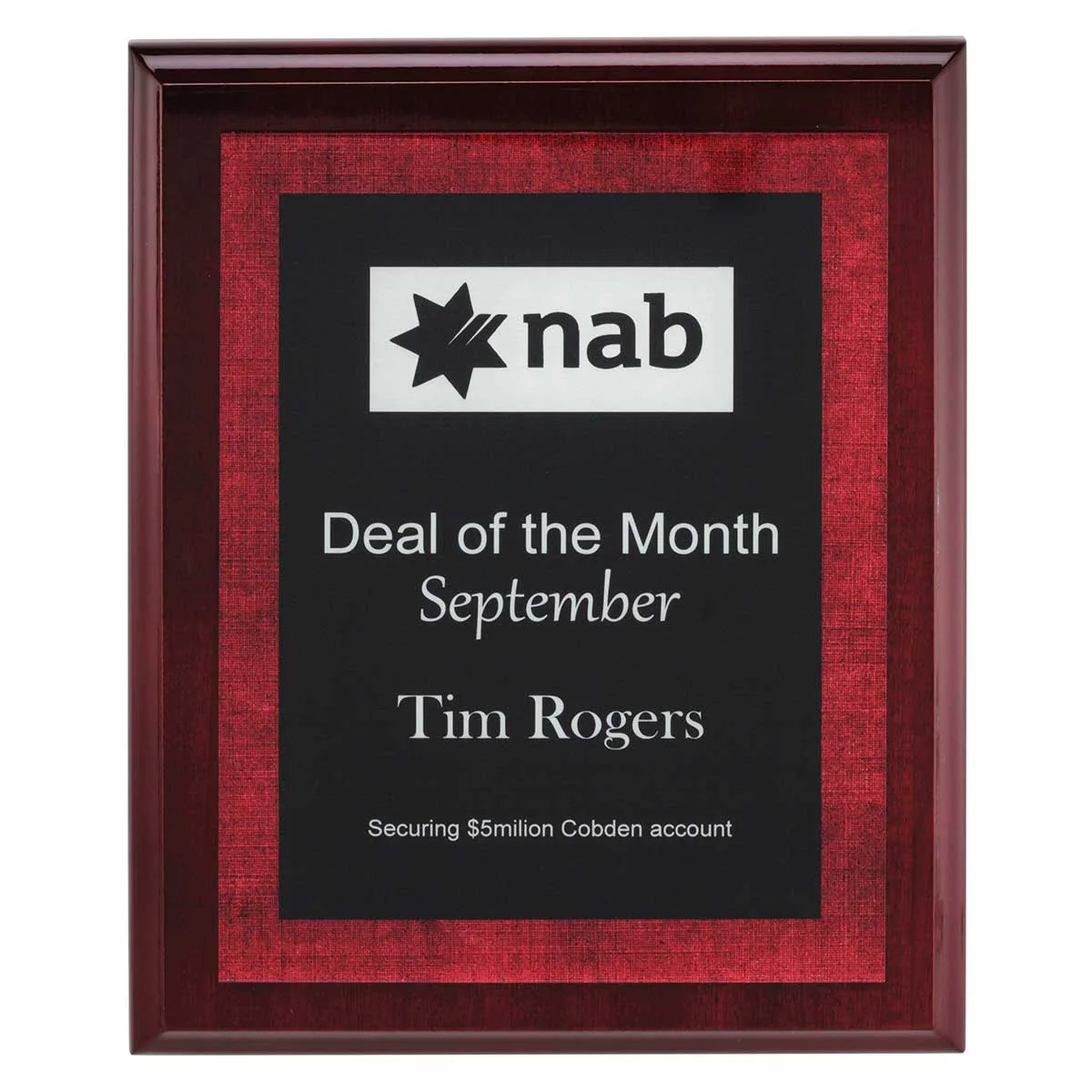 acr816-red Red vivid red plaque with acrylic / timber construction