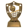 13527-gold Gold volleyball gold shield with resin construction