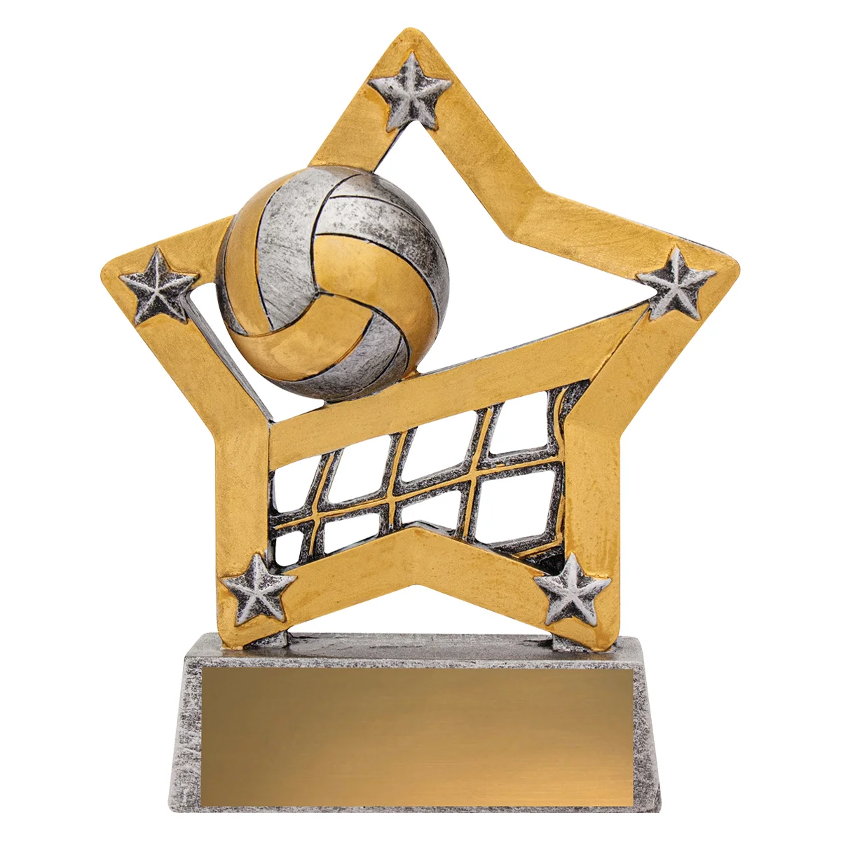 12927-silver Silver volleyball mini star with resin construction