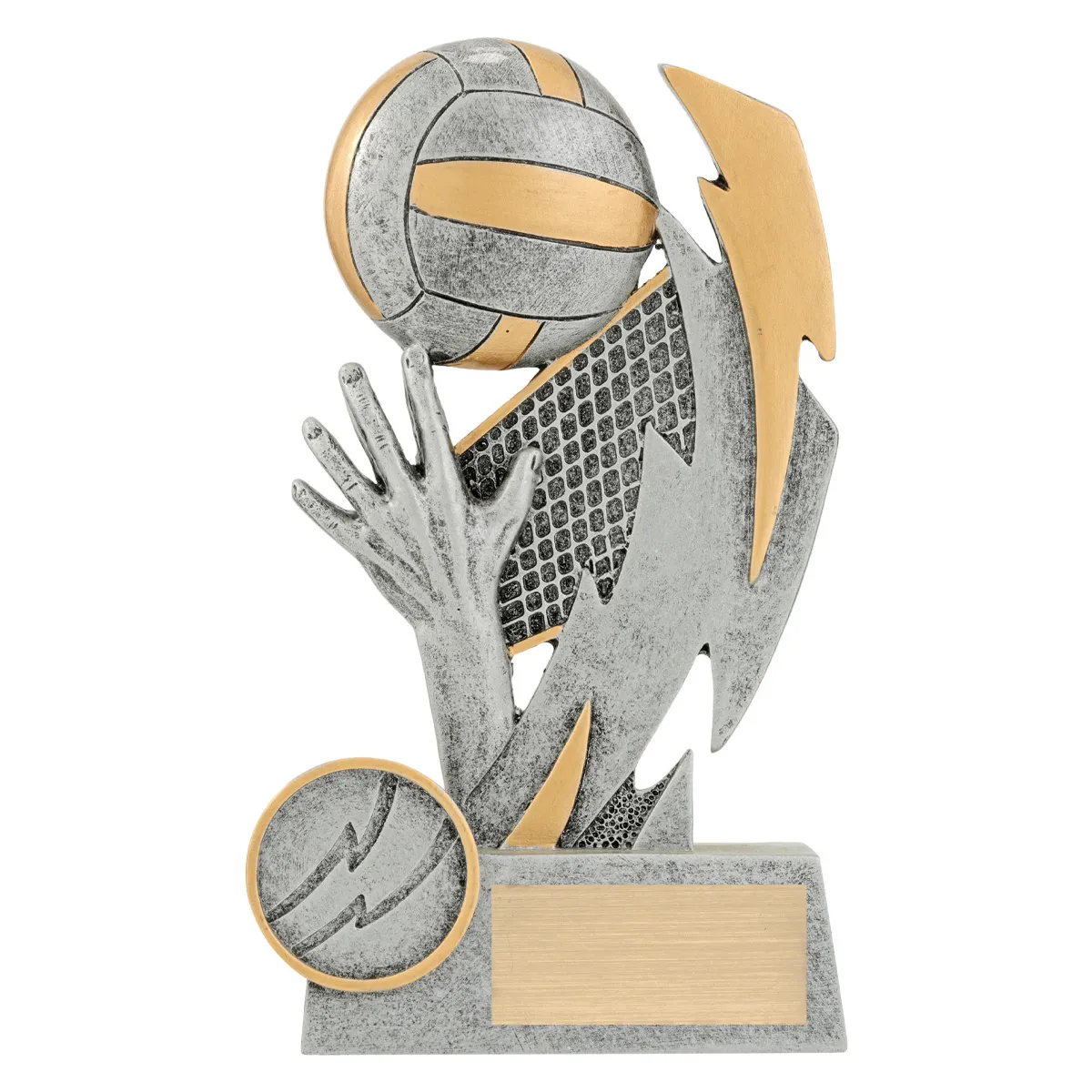 28227a-silver Silver volleyball shazam with resin construction