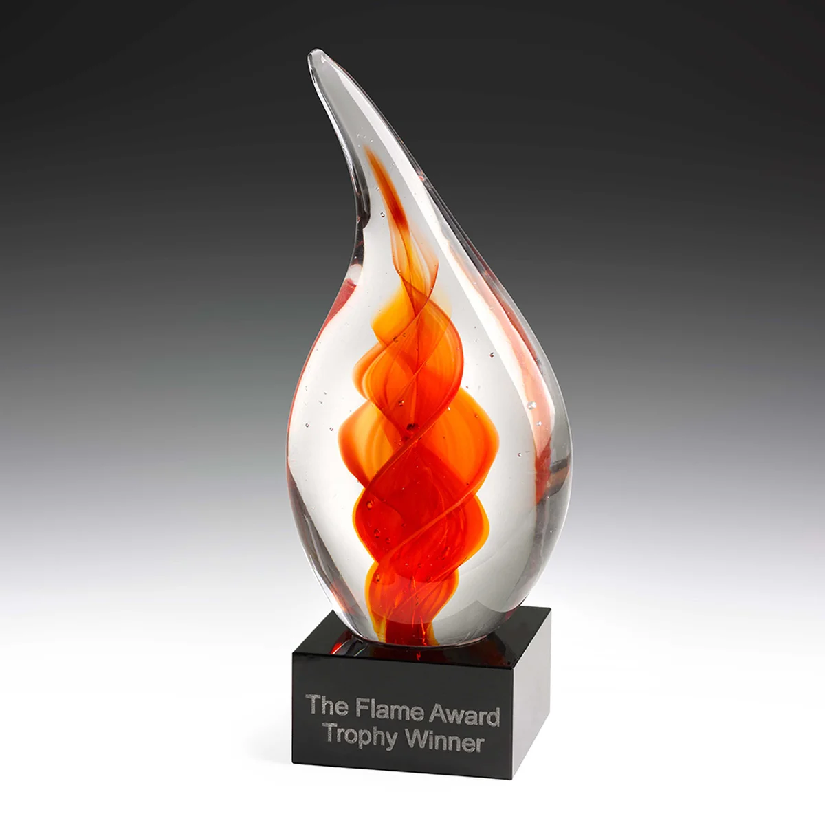 ag306-red-grey-bg Red vulcan award with glass construction