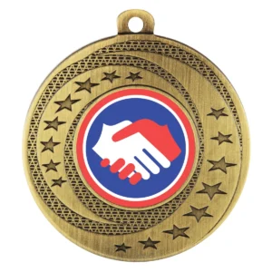 Gold wayfare - handshake with metal construction