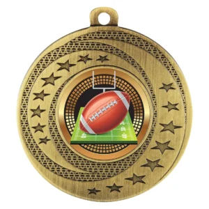 Gold wayfare medal - american football with metal construction