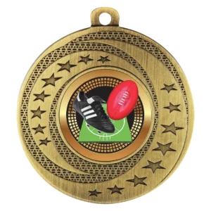 Gold wayfare medal - aussie rules with metal construction