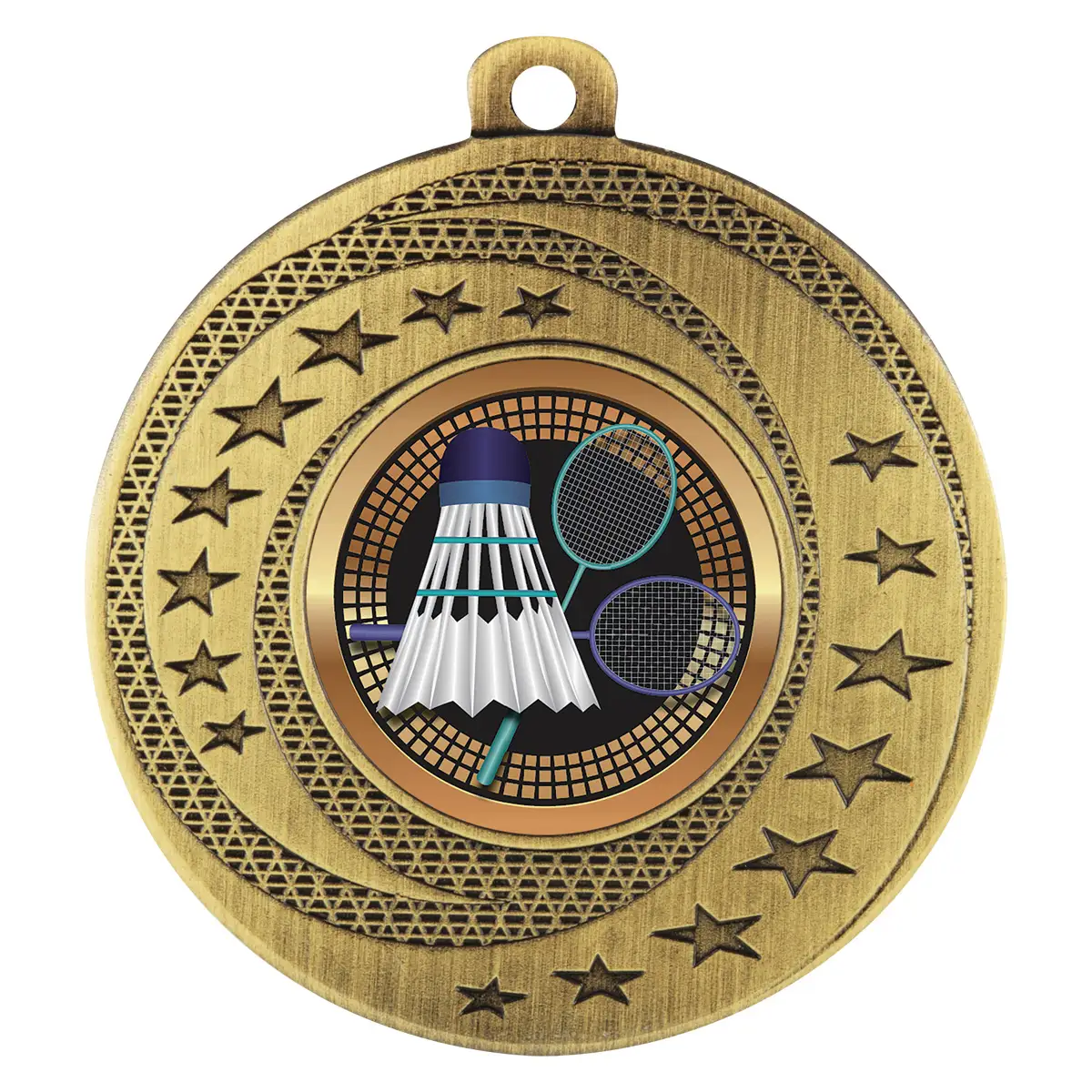 bsw146g-gold Gold wayfare medal - badminton with metal construction