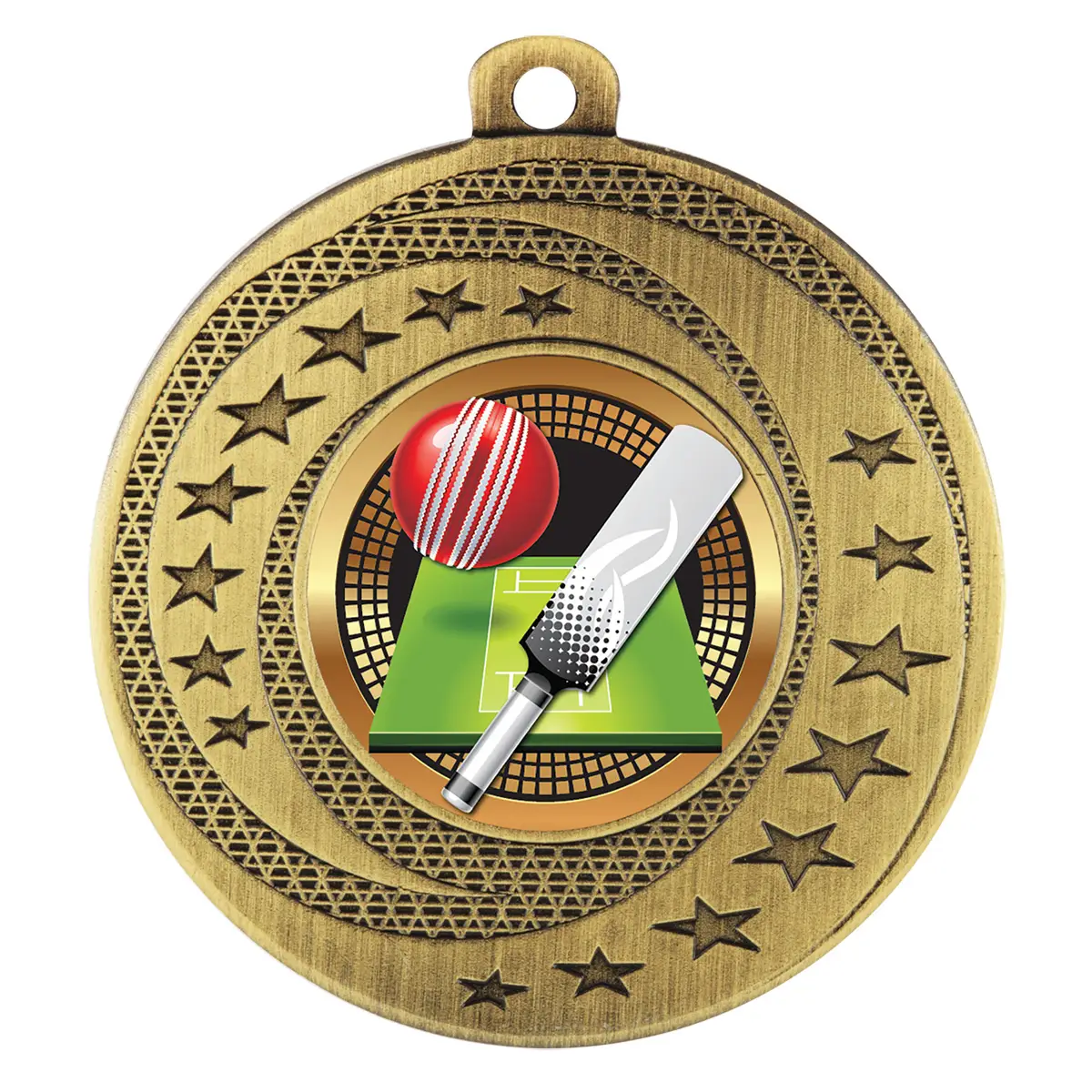 bsw140g-gold Gold wayfare medal - cricket with metal construction