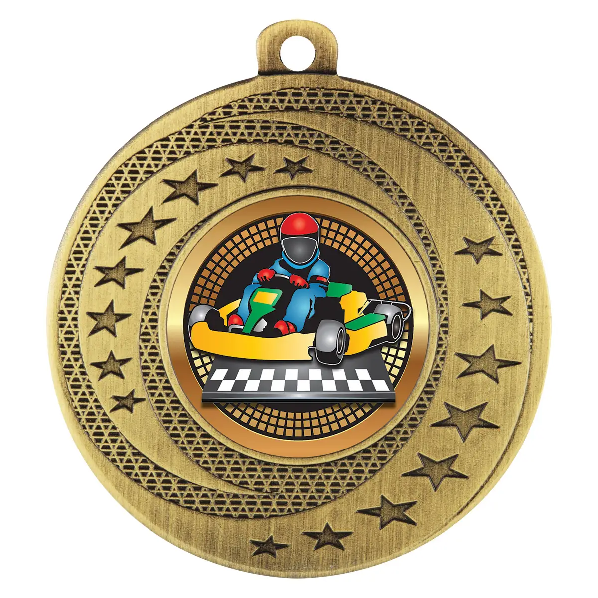 bsw165g-gold Gold wayfare medal - go kart with metal construction
