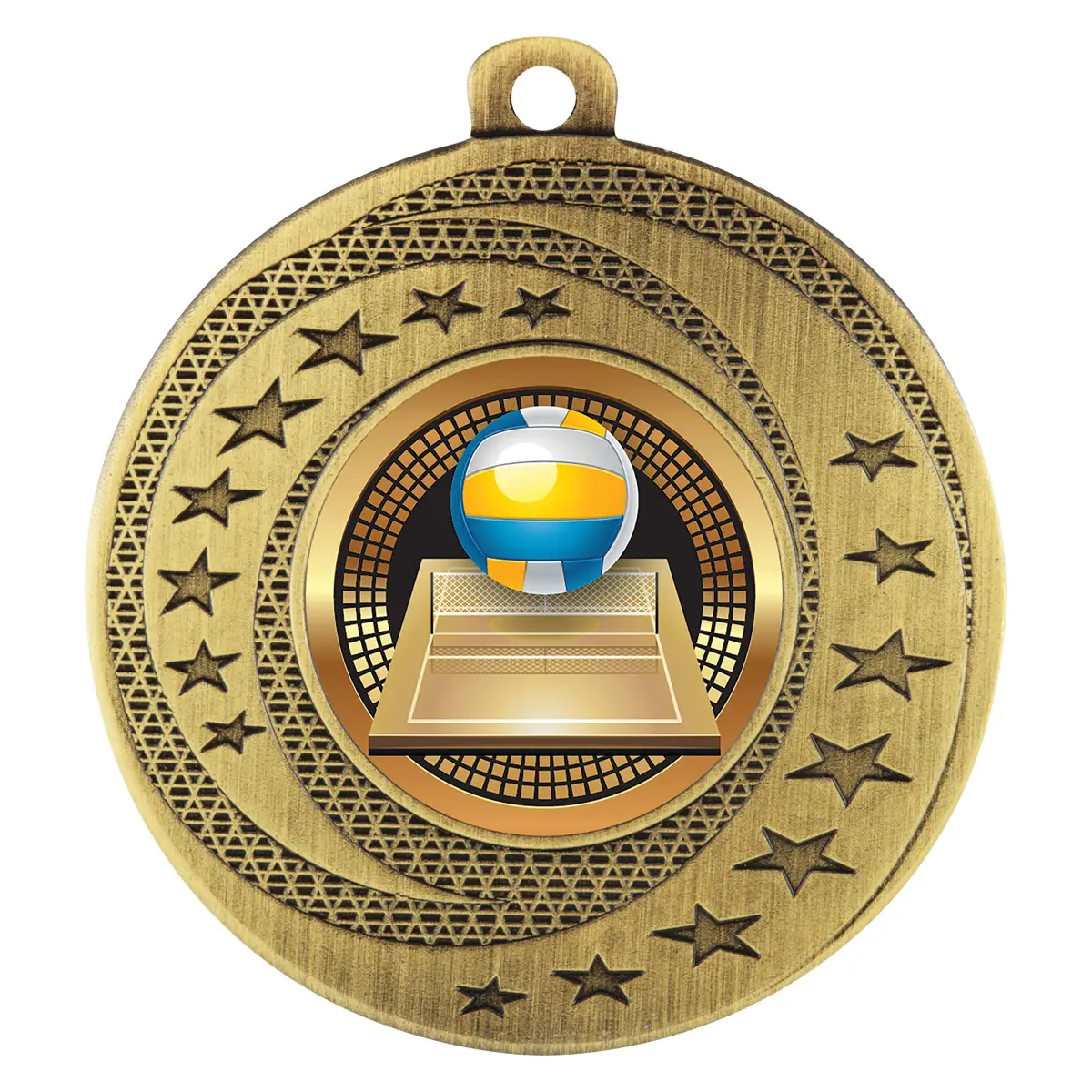 bsw127g-gold Gold wayfare medal - volleyball with metal construction