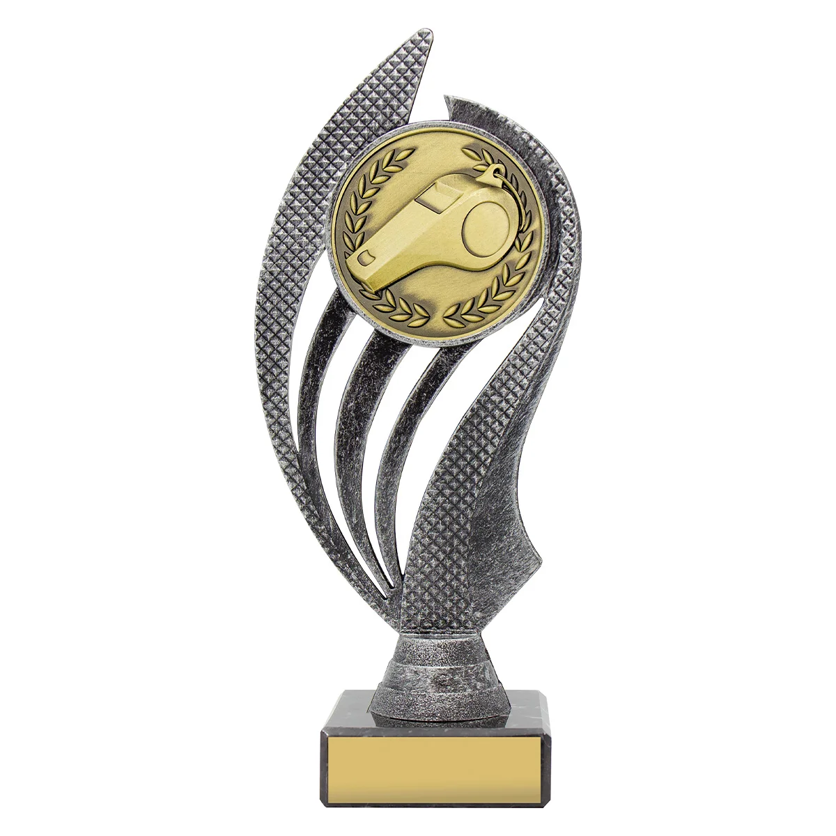 -gold Silver / gold whistle husky with plastic / metal / marble construction