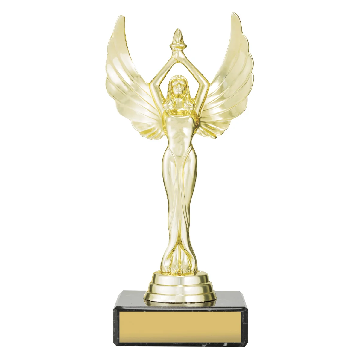 x524-gold Gold winged goddess with plastic / marble construction