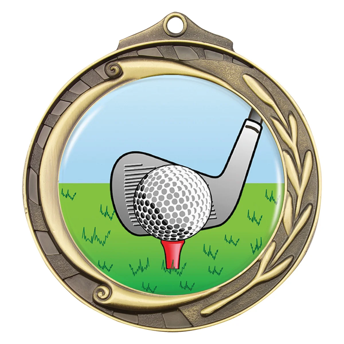 wmk88g-gold Gold wreath - golf with metal construction