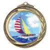 wmk147g-gold Gold wreath - sailing with metal construction