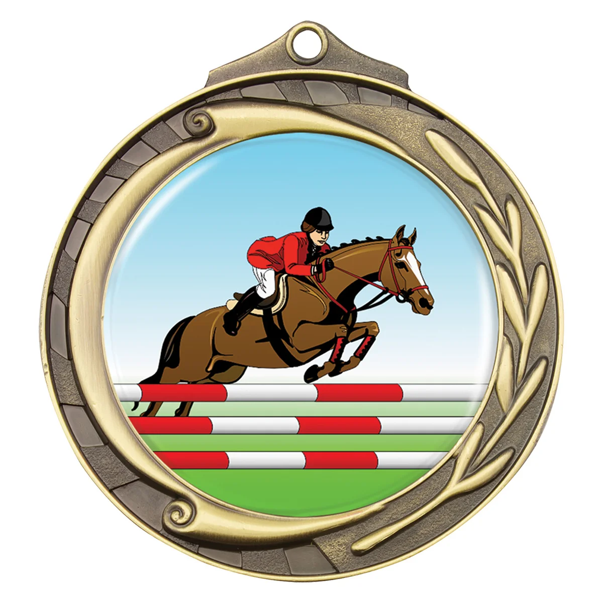 wmk101g-gold Gold wreath - show jumping with metal construction