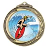 wmk163g-gold Gold wreath - surfing with metal construction