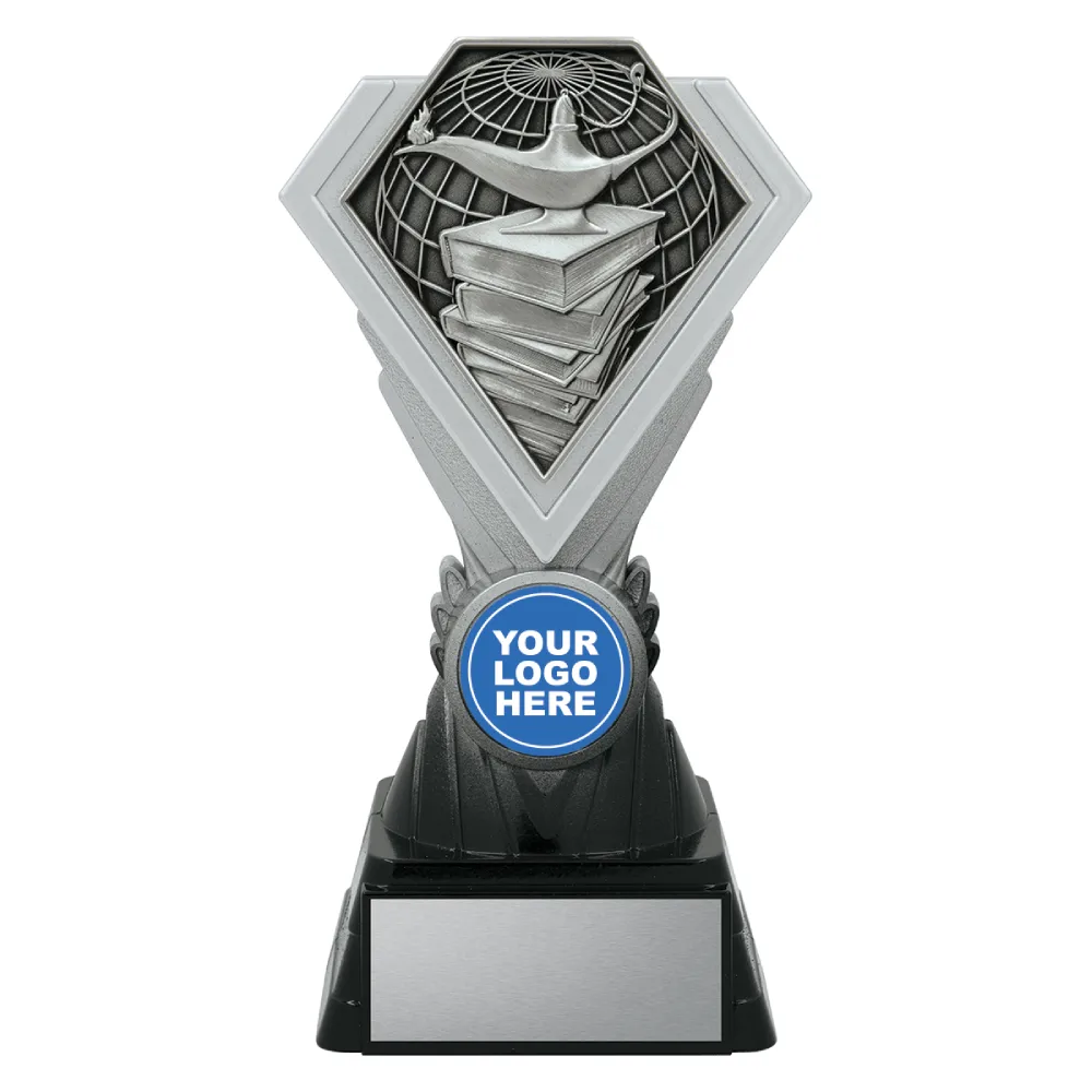 Academic Diamond Silver medium black and silver trophy for lamp and books insert