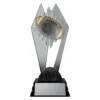 American Football Shadowcrest medium black and silver trophy with gridiron football