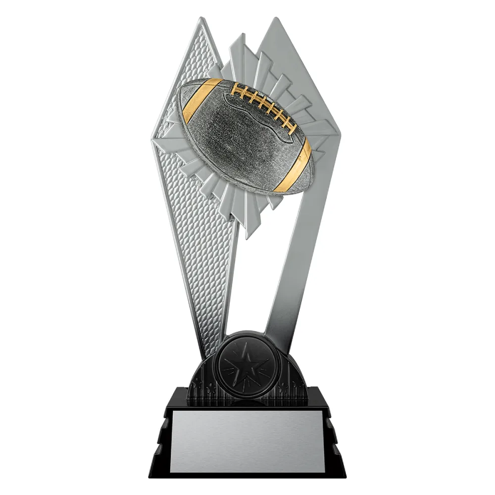 American Football Shadowcrest medium black and silver trophy with gridiron football