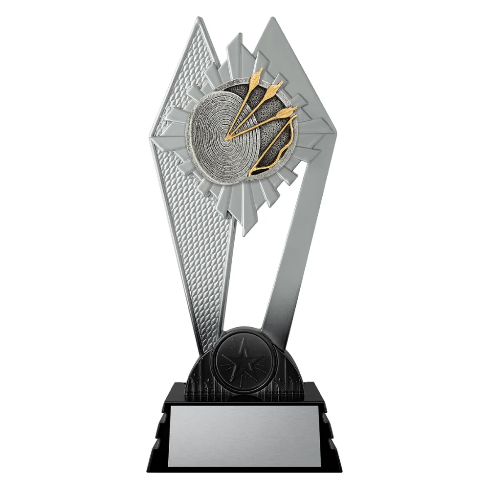 Archery Shadowcrest medium black and silver trophy with archery target and arrows