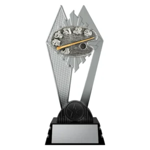 black and silver trophy with art palette and paint brush