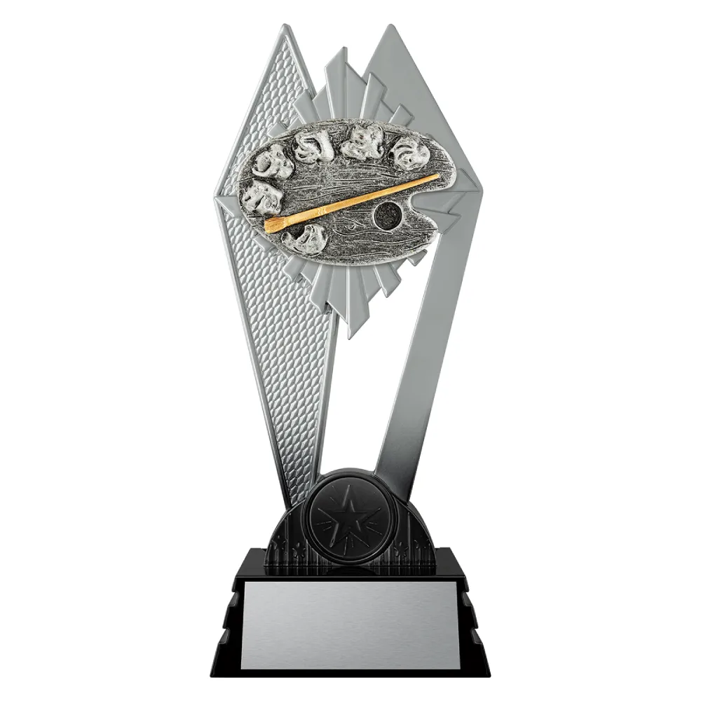 Art Shadowcrest medium black and silver trophy with art palette and paint brush