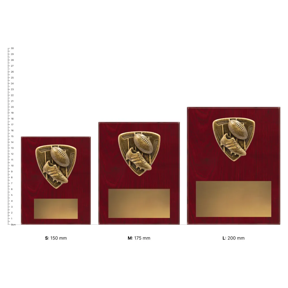 Aussie Rules Nova Plaque Aussie Rules Nova Plaques next to ruler