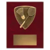 Badminton Nova Plaque small cross country plaque with racket and shuttlecock and emblem on a wooden plaque.
