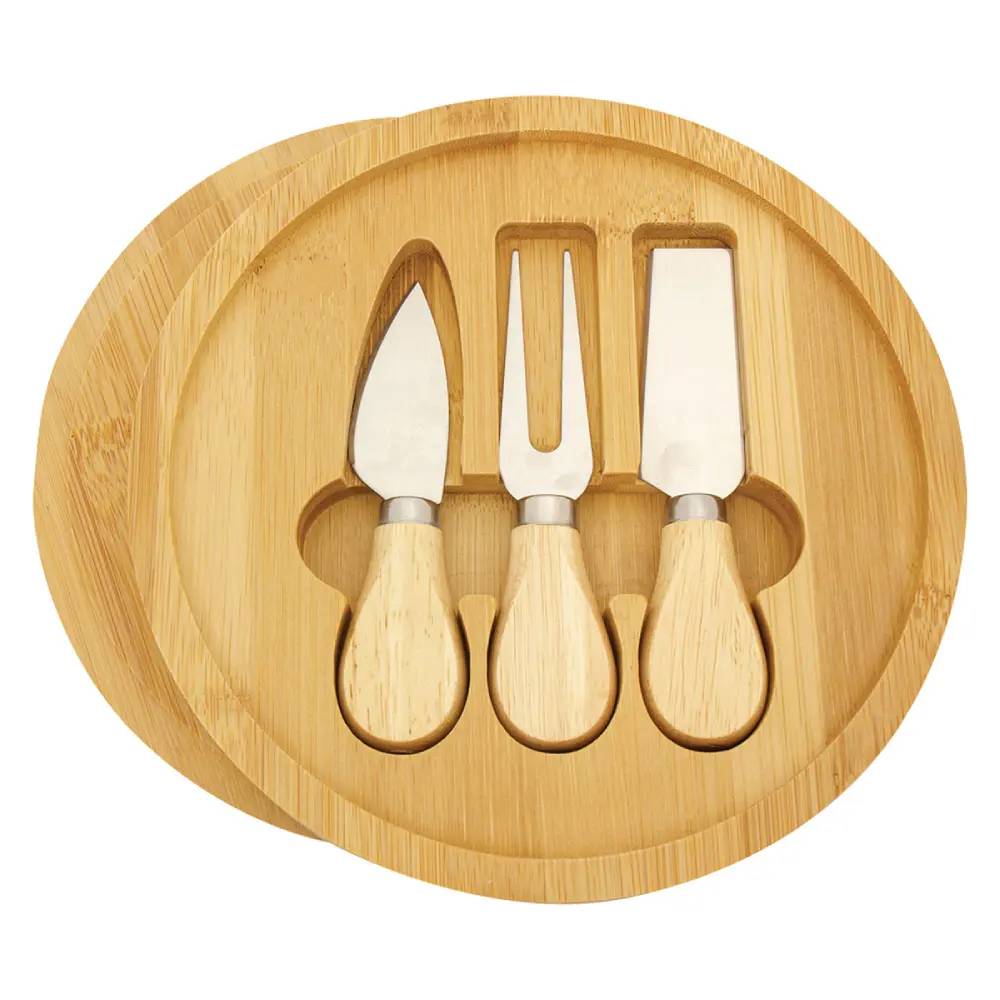 Bamboo Cheese Gift Set open Bamboo Cheese Gift Set opened