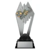 Boot & Ball Shadowcrest medium black and silver trophy with boot and ball soccer