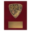 Cross Country small cross country plaque with runners and shoe and emblem on a wooden plaque.
