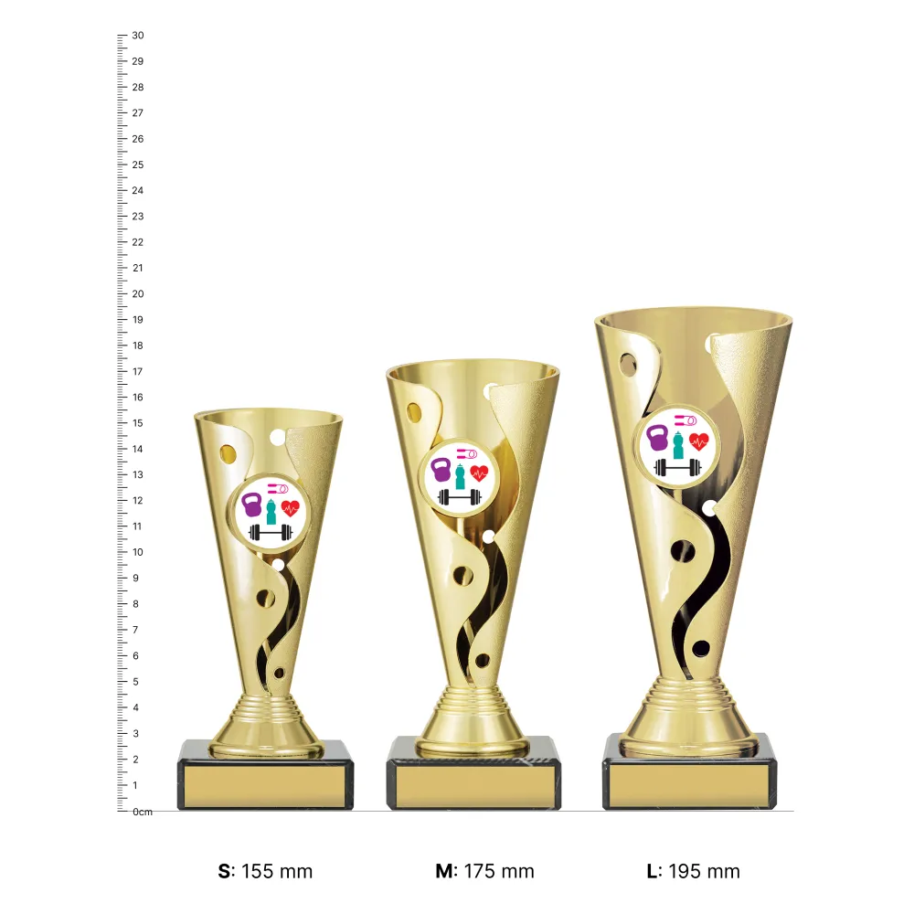 fitness Carnival Cup trophies next to ruler