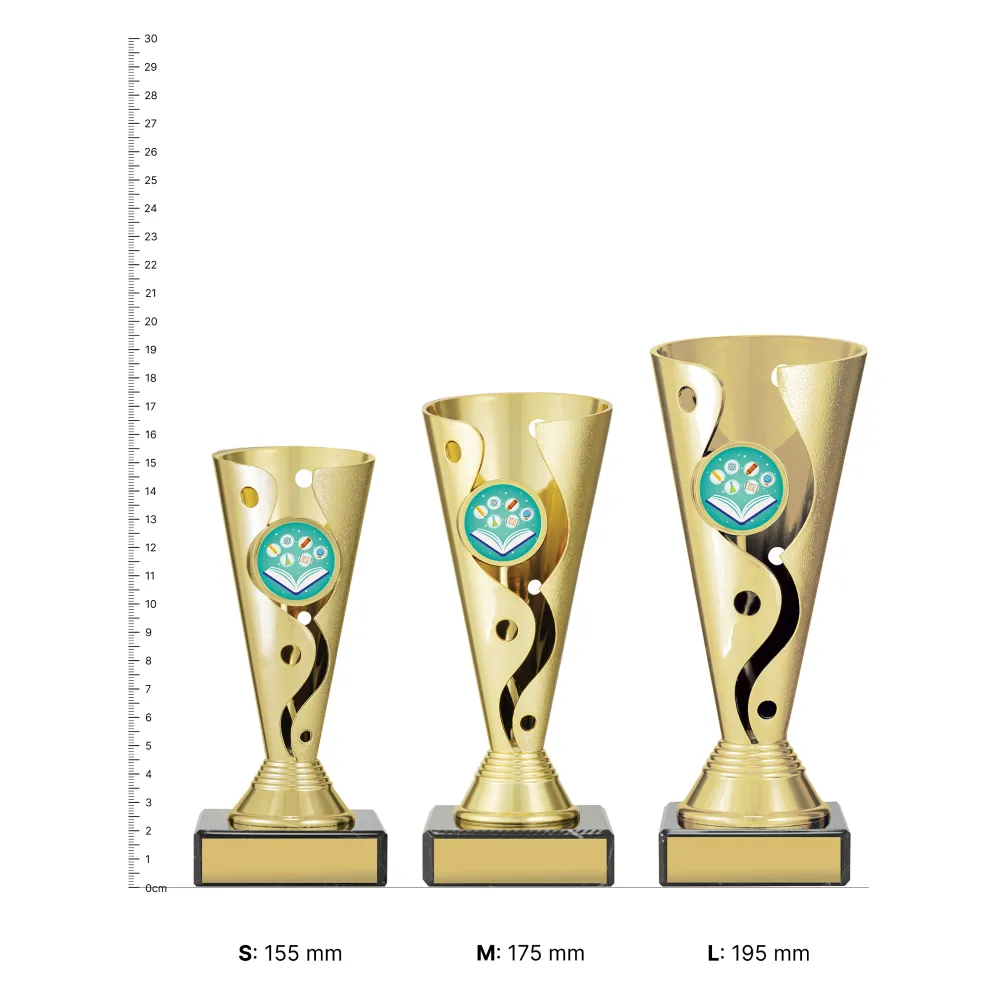 Genius Carnival Cup Genius Carnival Cup trophies next to ruler