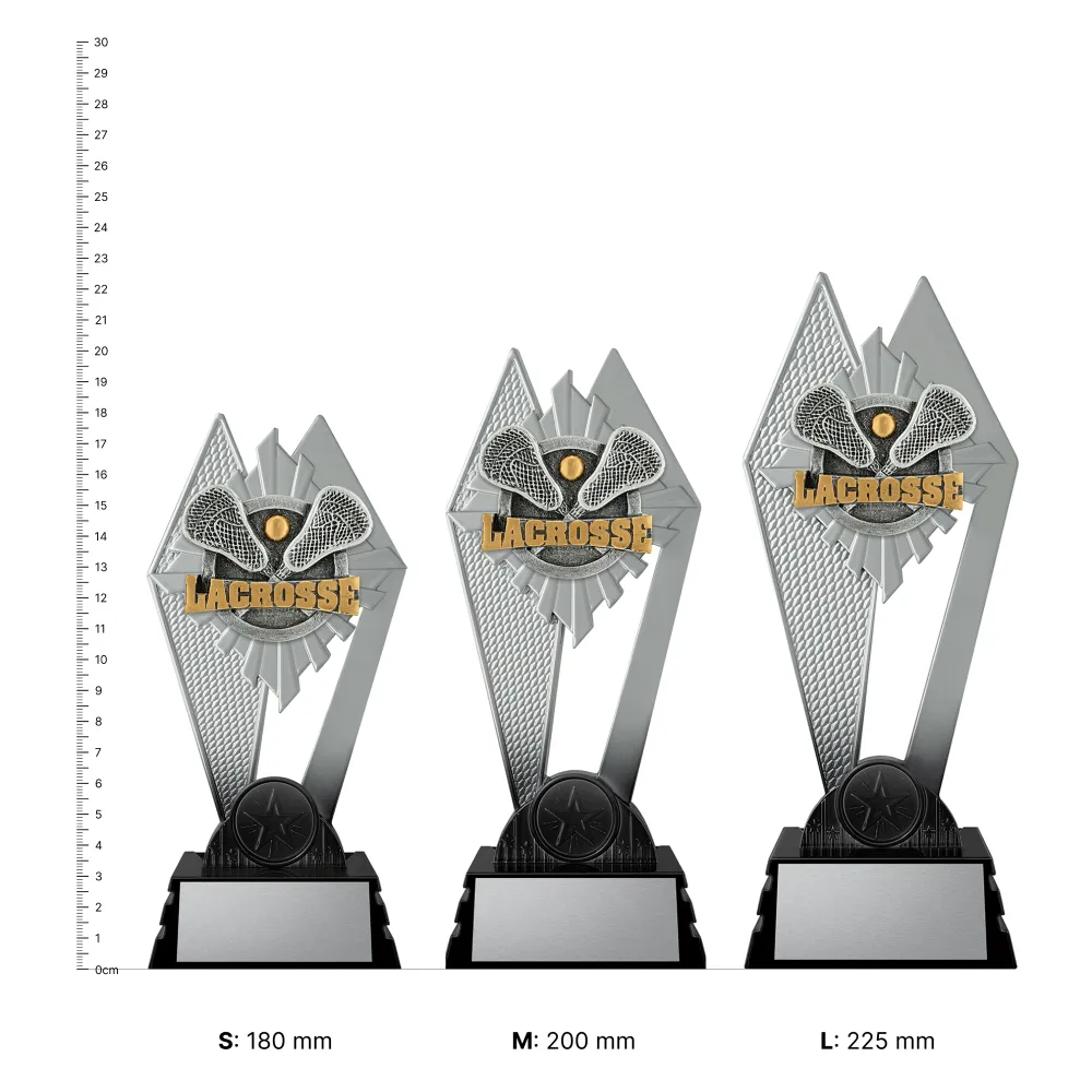 Lacrosse Shadowcrest Lacrosse Shadowcrest trophies next to ruler