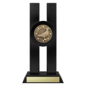 Pigeon trophy with Pigeon and stars emblem on a black base.